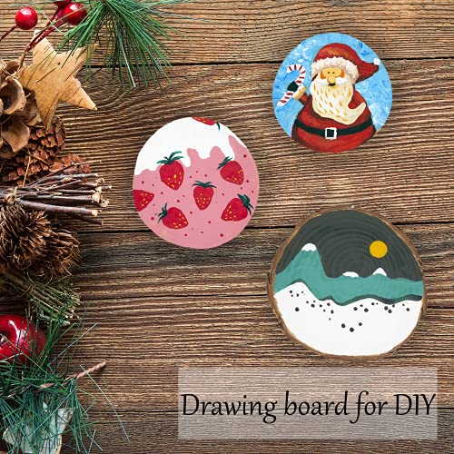 Unfinished Natural Wooden Slices 40 Pcs 3.2-4 Inch Wood Circles for Crafts DIY Christmas Ornament Craft Wood Kit with Bit,Blank Round Wood Slice with KXEXK