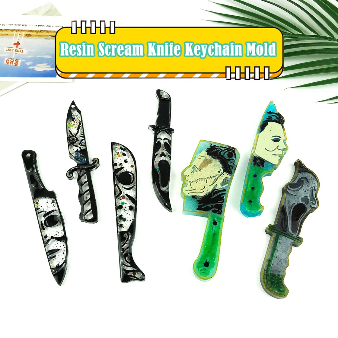 HyzaPhix Dagger Resin Molds Keychain Epoxy Casting Mold Scary Knife Silicone Mold Jewelry Making Supplies Michael Myers for DIY Pendant Horror HyzaPhix