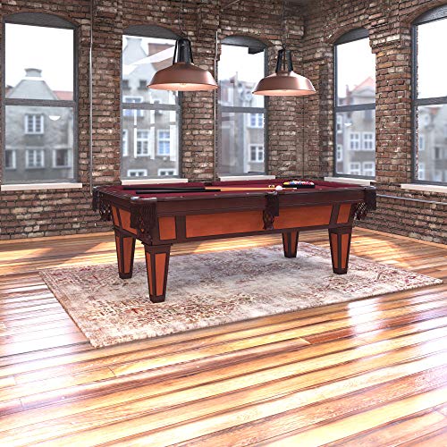 Fat Cat by GLD PRODUCTS Reno 7.5’ Pool Table with Dark Cherry Finish and Wine Colored Cloth, Accuslate Billiard Surface for Consistent Straight Fat Cat by GLD Products