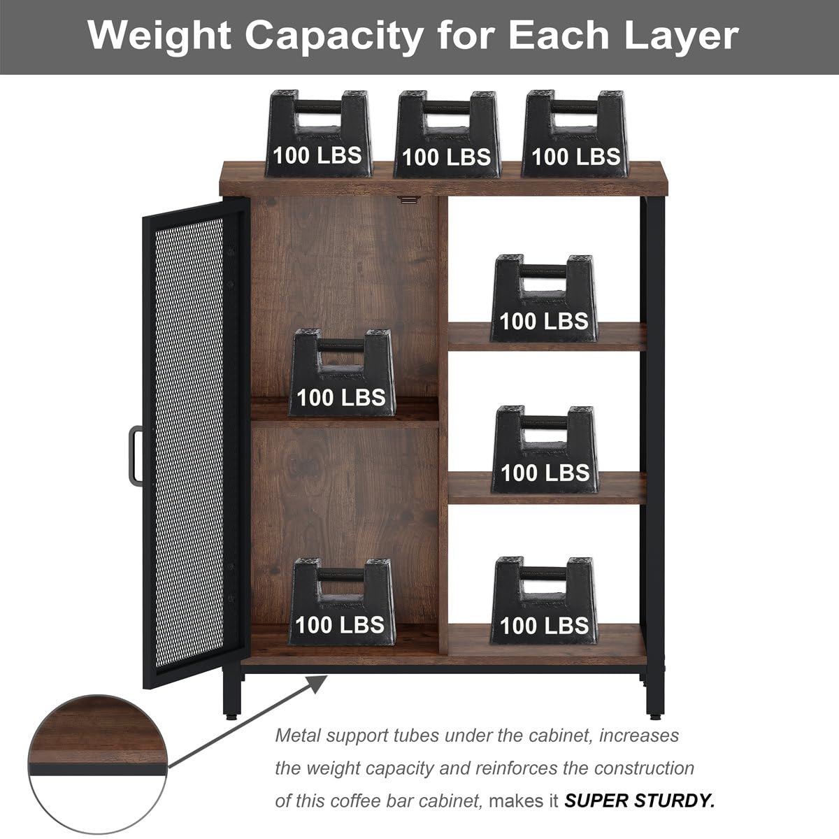 Farmhouse Coffee Bar Cabinet by BON AUGURE – Rustic Oak Storage Sideboard for Kitchen and Dining Room BON AUGURE