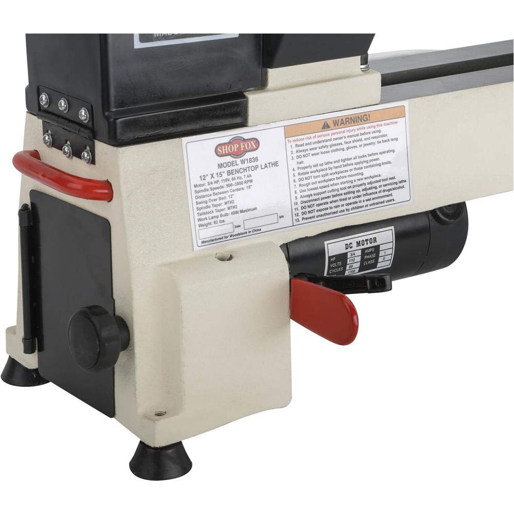 Shop Fox W1836 Bench Top Wood Lathe, 12" x 15" Shop Fox