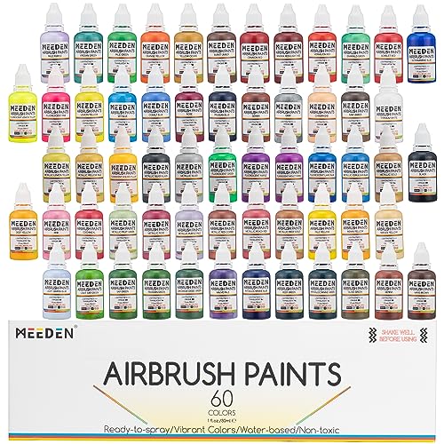  MEEDEN Airbrush Paint Set, 60 Colors/30ml Airbrush Paints  Containing Metallic and Neon Colors for Model Painting : Arts, Crafts &  Sewing