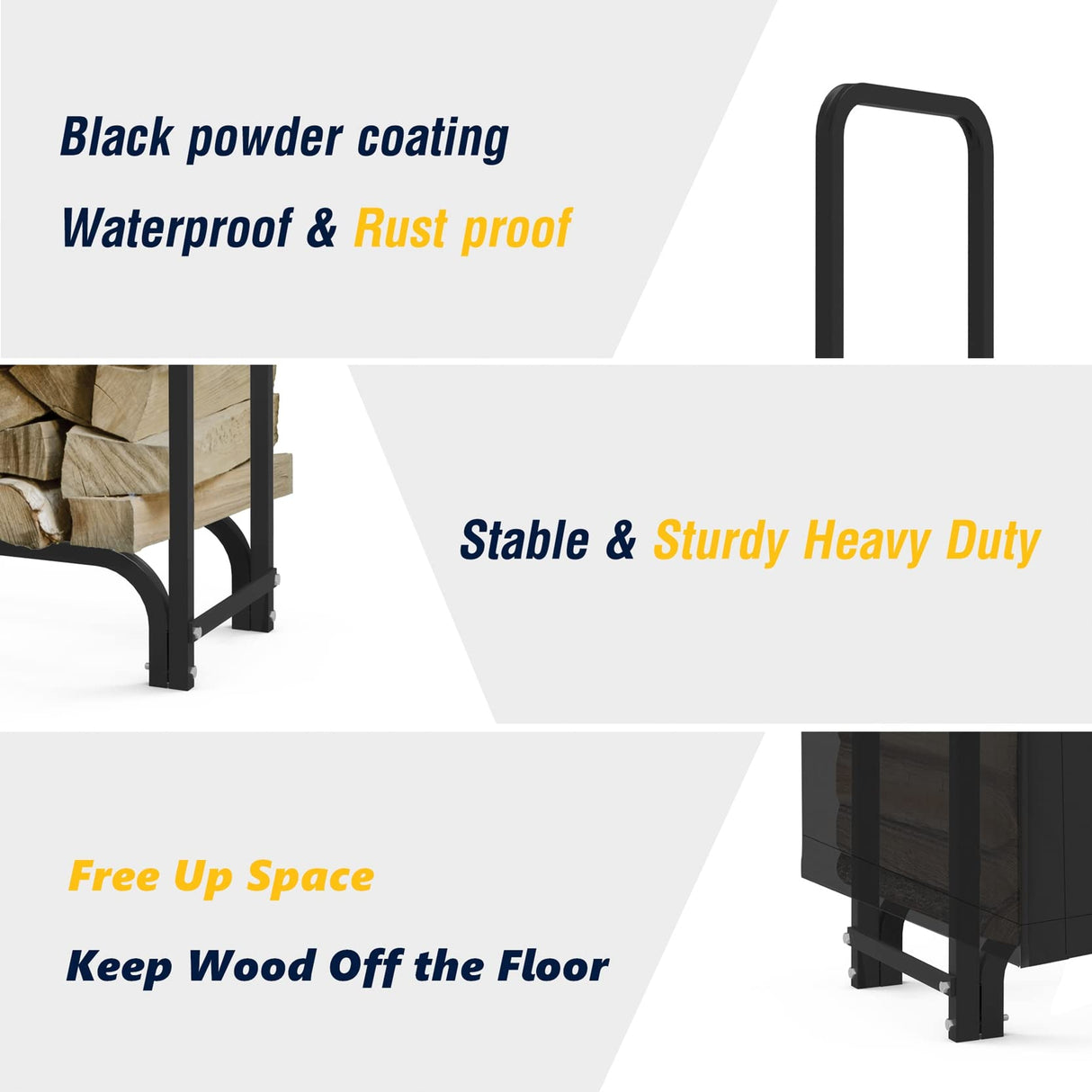 WALMANN 4ft Firewood Log Rack with Cover Outdoor, Heavy Duty Firewood Rack With Weather Resistant 600D Oxford Fabric Cover, Indoor/Outdoor Wood Rack WALMANN