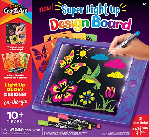 Cra-Z-Art Super Light Up Doodle Board for Kids, Light Up Drawing Board Gift for Boys & Girls Ages 5 and Up Cra-Z-Art