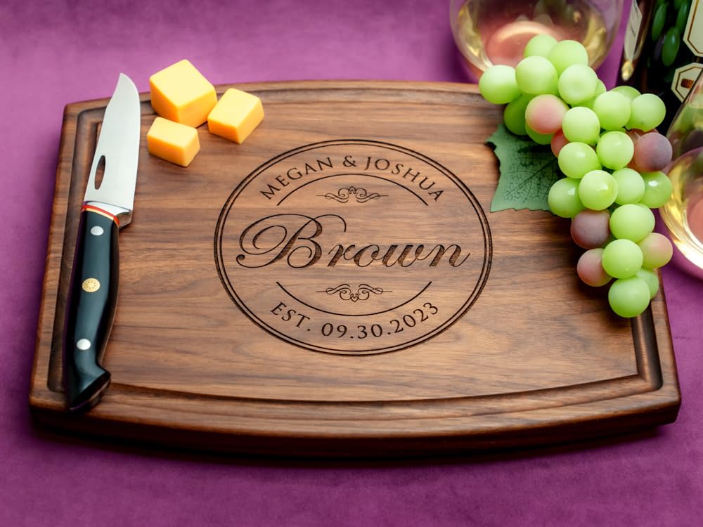 Straga Personalized Cutting Boards | Handmade Wood Engraved Charcuterie | Custom Wedding, Anniversary, Housewarming Gift for Couples Straga