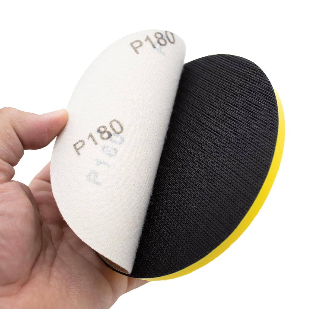 HOOK AND LOOP BLOCK KIT 6 Inch Round & Mouse Hand Sanding, interface pads Ideal for Woodworking, Furniture Restoration, Home and Automotive Body, Lauco