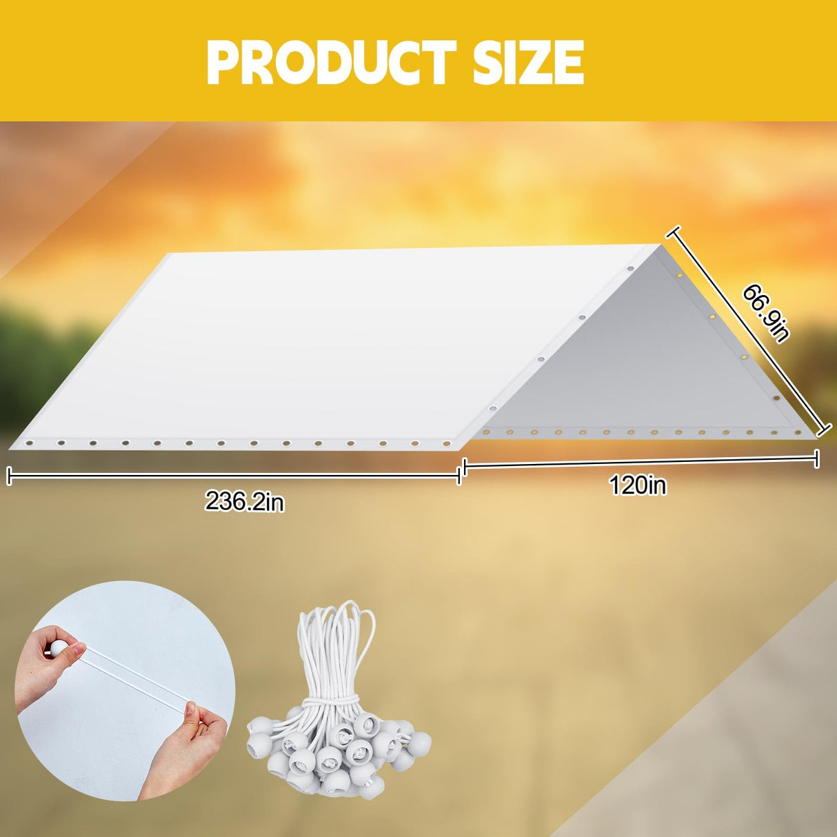 Wesnoy Heavy Duty Carport Canopy Waterproof Canopy Cover Garage Car Shelter Tarp Tent for Car Canopy Replacement Cover with 50 Ball Bungees, Only Top Wesnoy