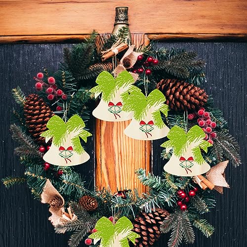 EXCEART 10Pcs Bell Shape Wood Cutouts Unfinished Christmas Wooden Ornaments Xmas Tree Hanging Embellishments Crafts for DIY Arts Crafts Holiday Party EXCEART