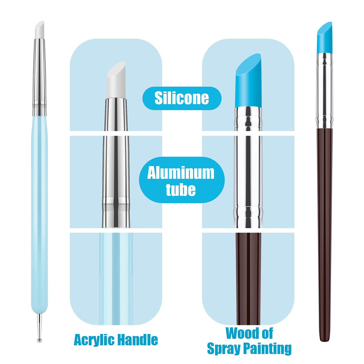 Clatoon 10Pcs Silicone Clay Sculpting Tool, Modeling Dotting Tool & Pottery Craft use for DIY Handicraft, Silicone Brush, Sculpture Pottery, Nail Art Clatoon