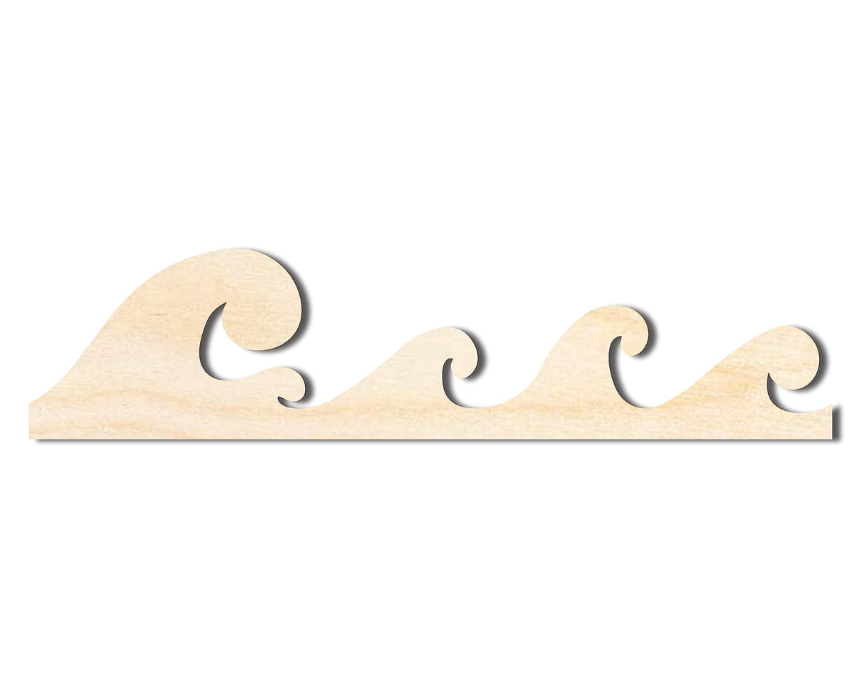Unfinished Wood Ocean Wave Shape | Craft Cutout | up to 24" DIY 16" / 1/4" 24 Hour Crafts