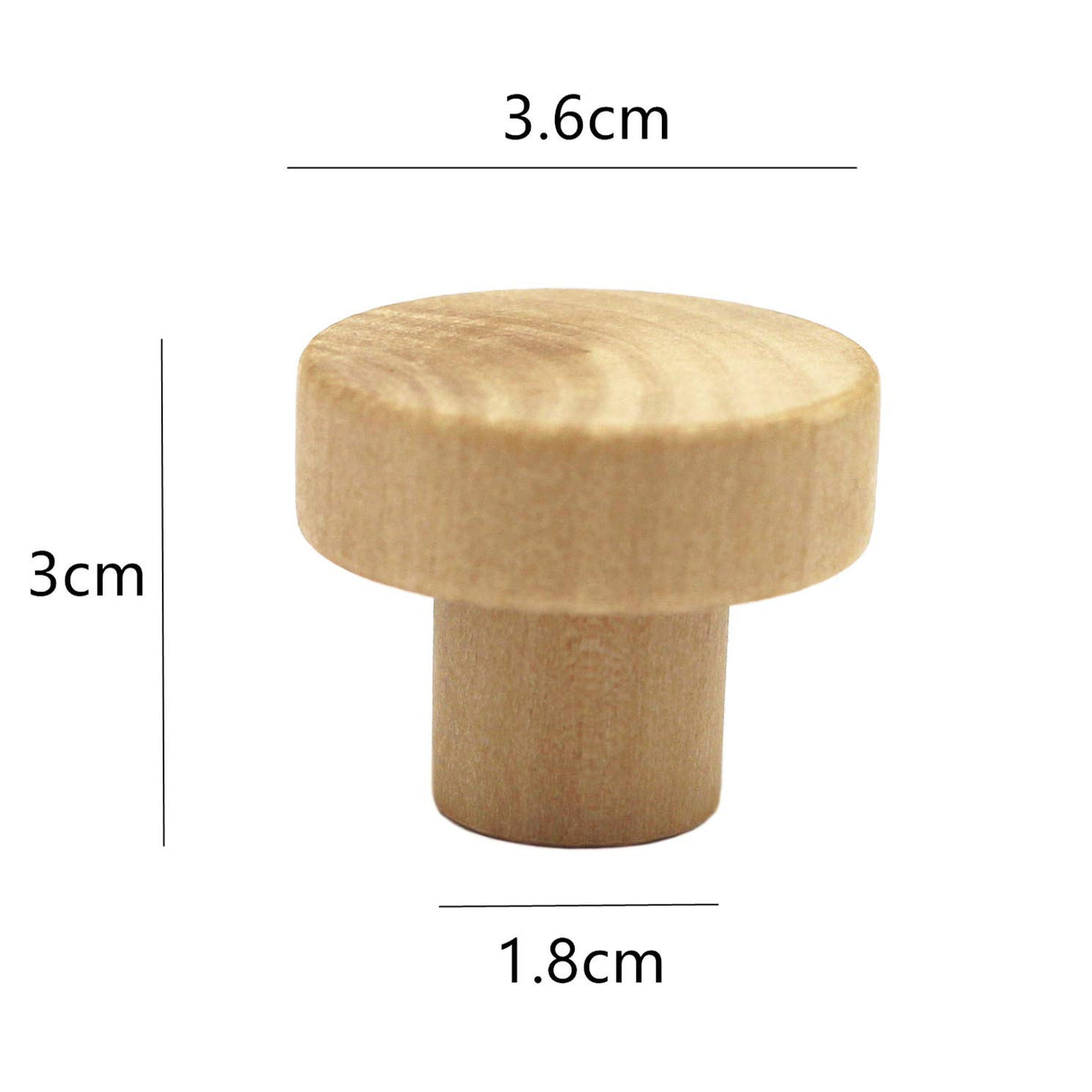 WEICHUAN 20PCS Round Unfinished Wood Cabinet Furniture Drawer Knobs Pulls Handles (Diameter: 3.6cm Height: 3cm) WEICHUAN