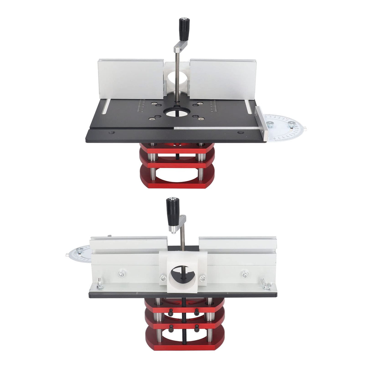 Router Lift Kit, Woodworking Table Base Plate Router Lift with Top Plate Router Lifting Base Slotting Trimming Chamfering Table Top for Engraving, POCREATION