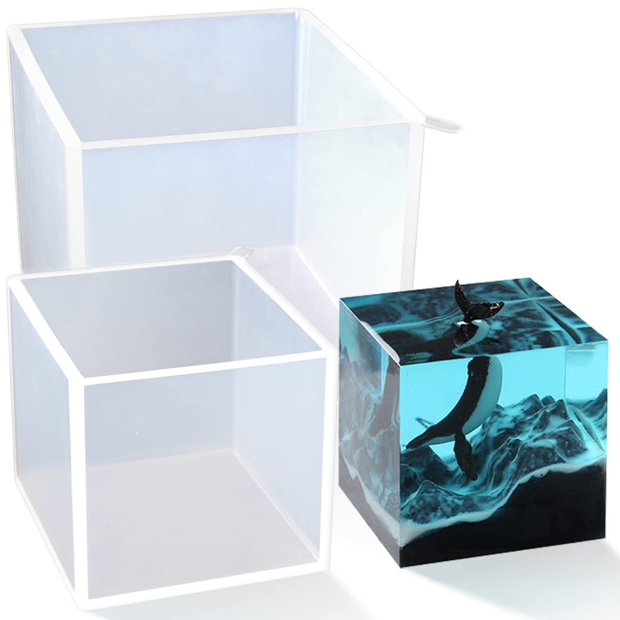 Large Square Resin Molds-Large Cube Silicone Casting Molds for DIY Art Epoxy Resin,Transparent Deep Square Silicone Molds for Resin Casting,4 Inch Sakolla