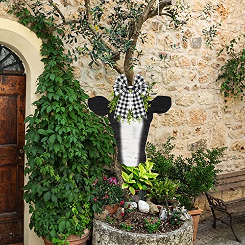 Heifer Cutout Unfinished Wood Cow Country Farm Wooden Door Hanger Wood Cutouts Blank Wood Cow Slice with Ribbon and Twine for DIY Crafts Country Weysat