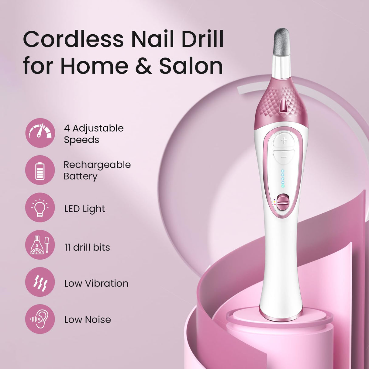 ISTON 36-Piece Professional Manicure & Pedicure Kit, Cordless Nail Drill Machine, 20000RPM,11Pcs Bits, 4 Speed, Electric Nail File Set, Nails Care ISTON