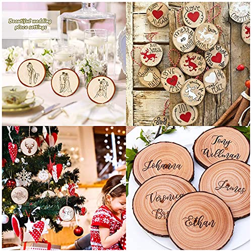 Coadura Unfinished Natural Wood Slices 30Pcs 2.4-2.8 Inch Round Wood Discs for Crafts Wood Christmas Ornaments,Wedding Centerpieces Paintings DIY Coadura