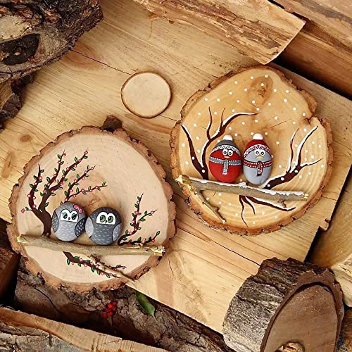 JEUIHAU 6 PCS 7-8 Inches Natural Unfinished Wood Slices, Round Wooden Tree Bark Discs, Wooden Circles for DIY Crafts, Christmas, Rustic Wedding JEUIHAU