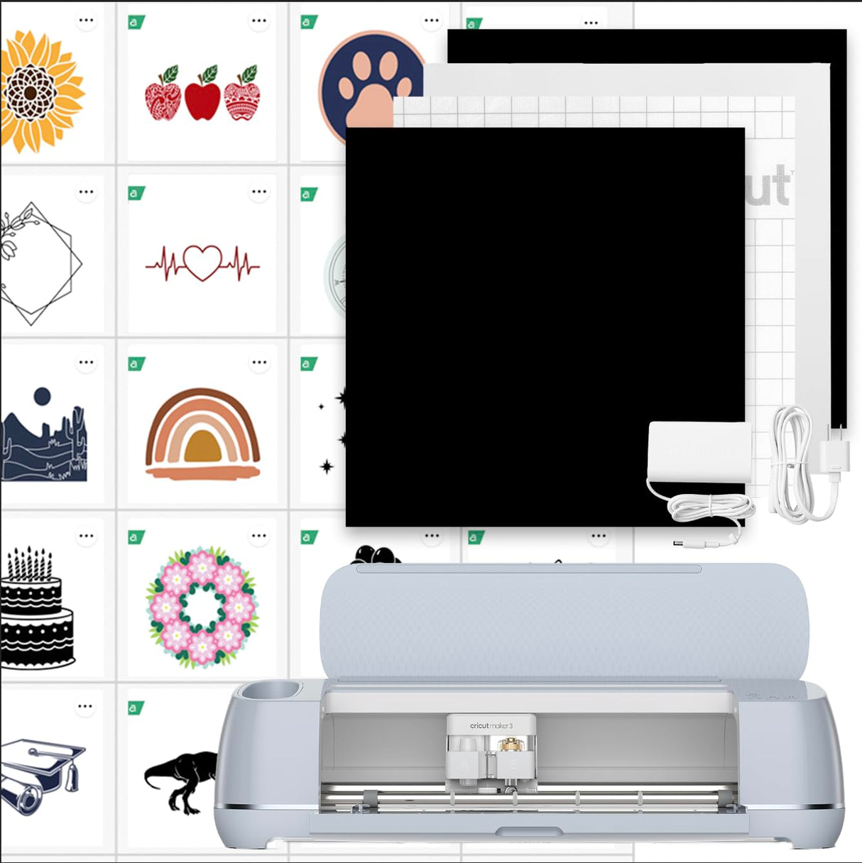 Cricut Maker 3 & Digital Content Library Bundle - Includes 30 images in Design Space App - Smart Cutting Machine, 2X Faster & 10X Cutting Force, Cuts Cricut
