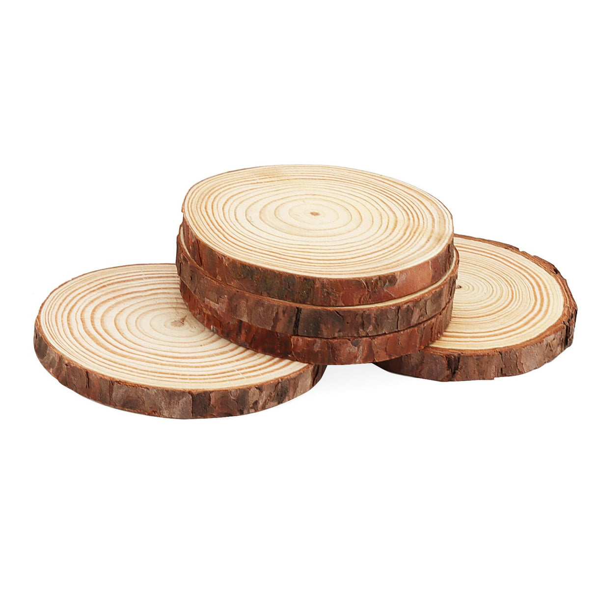 LEXININ 50 PCS Natural Wood Slices, 3.5-3.9 Inch Unfinished Wooden Log Slices, Tree Bark Wood Discs for Craft DIY Ornaments LEXININ