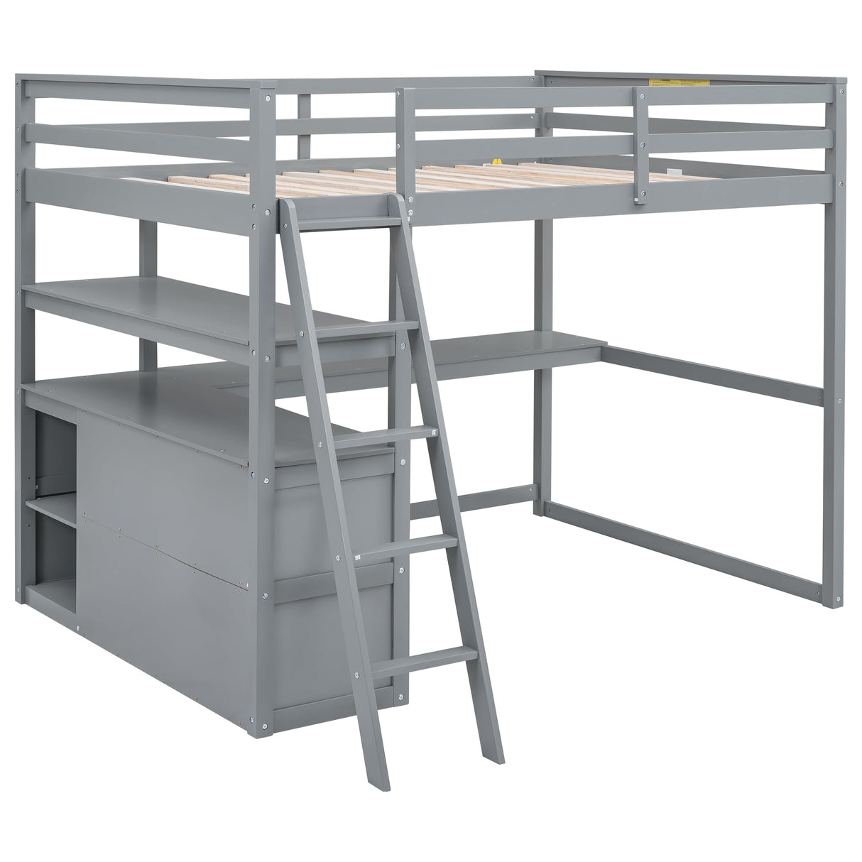 MERITLINE Modern Full Size Loft Bed with Desk, Shelves, and Storage Drawers for Kids and Teens MERITLINE