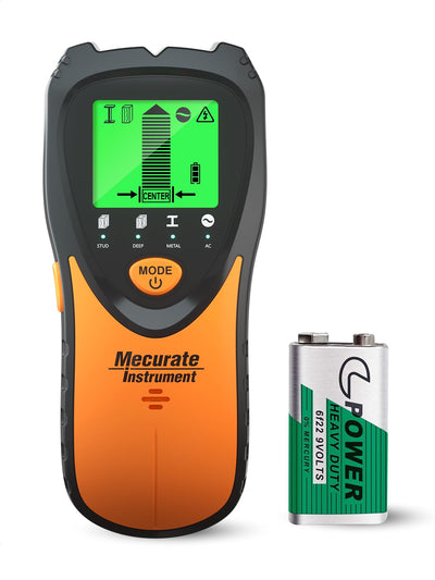 Mecurate Stud Finder Wall Scanner Sensor - 5 in 1 Electronic Stud with LCD Display & Audio Alarm for Wood AC Live Wire Metal Studs Detection Joist