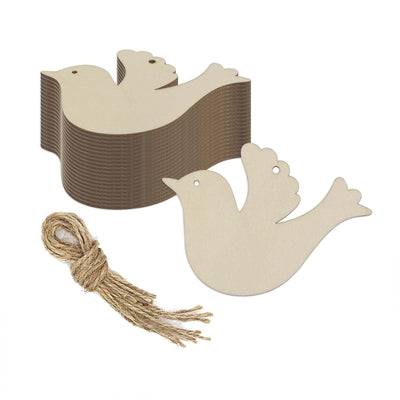 20pcs Wooden Bird Cutouts DIY Crafts Embellishments Dove Unfinished Wood Gift Tags Ornaments for Wedding Birthday Christmas Decoration