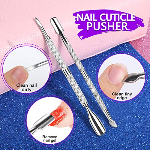 Manicure Nail File Kit-3Pcs Double Sided Nail File, Rectangular Nail Buffer, 4 Step Buffing Block, 3Pcs Cuticle Clipper & Pusher, and Nail Brush, HNYYZL