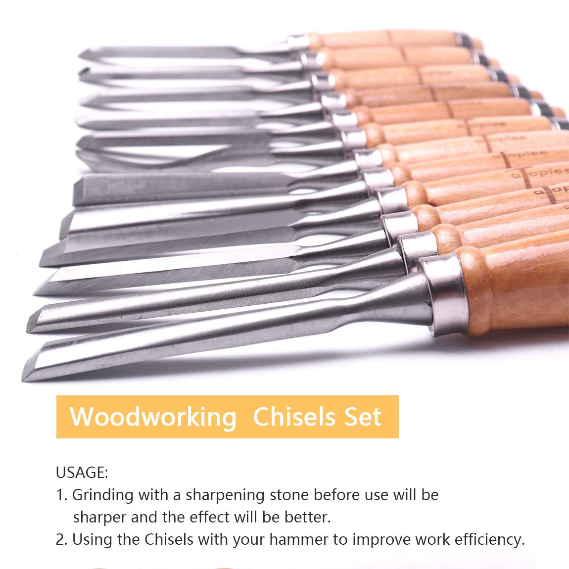 ATOPLEE 12pcs Wood Carving Chisel Set for Woodworking, Professional Wood Gouge Tools with Premium Case and Roll Up Bags for Carpenter Craftsman Gift ATOPLEE