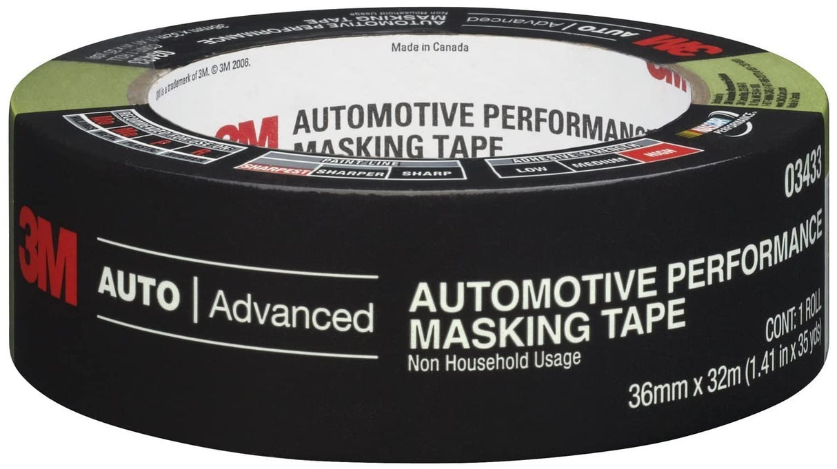 3M Automotive Refinish Masking Tape, 06654, 36 mm x 55 m, 1 Roll 3M