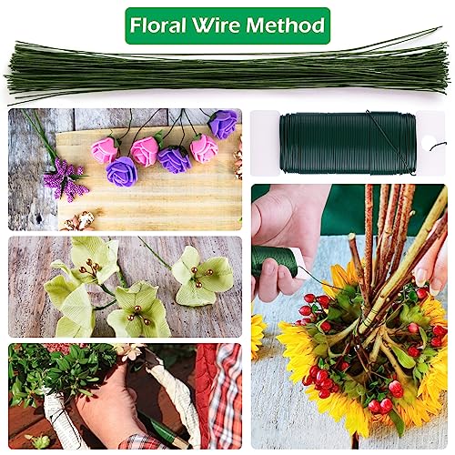 GLAMFIELDS Floral Arrangement Kit with Floral Tape, 26 Gauge Floral Stem Wire, 22 Gauge Floral Wire, Cutter, Boutonniere Flower pin for Bouquet Stem GLAMFIELDS
