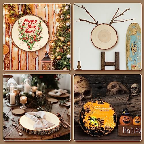 Wood Slices 8-9 Inch 6 Pcs Wood Rounds Unfinished Wood Circles Wood Slices for Centerpieces,Wood Centerpieces for Tables,Wood Slices for ZKHOB