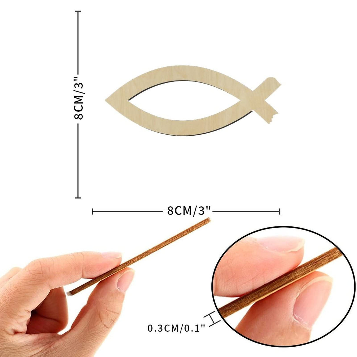 Jesus Fish Wood Craft Unfinished Wooden Cutout Art DIY Wood Signs Inspirational Wall Plaque Rustic Wooden Wall Art Decor for Women Office Bathroom Arupkeer