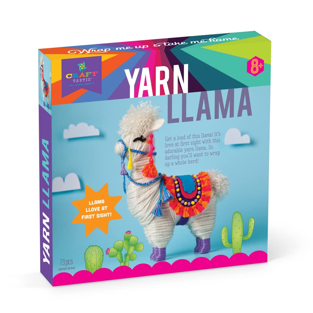 Craft-tastic – Yarn Llama Kit – Craft Kit Makes 1 Yarn-Wrapped Llama Craft-tastic
