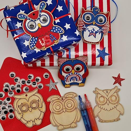 36 Sets Owl Unfinished Wooden Ornaments Craft Make Your Own Owl Blank DIY Owl Cutout Hanging Slices for Kids Xmas Tree Craft Painting All Festival WoodArtSupply