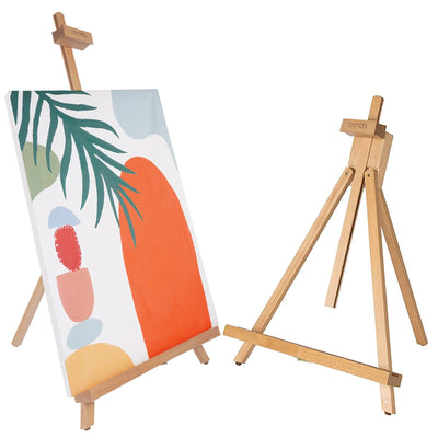 CONDA 31-1/2 inch A-Frame Easel, Adjustable Beechwood Tripod Display Stand, Holds Up to 27" Canvas, Portable Table Desktop Painting Picture Holder