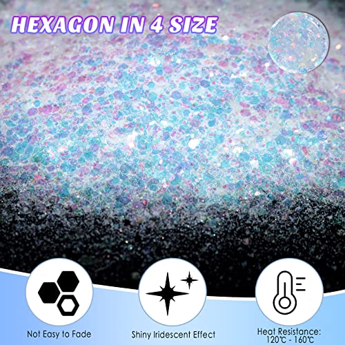 Ceya Chunky Glitter, 4.9oz/ 140g Iridescent White Craft Glitter Powder Mixed Fine Metallic Nail Sequins Flakes for Epoxy Resin, DIY Crafts Tumblers ceya