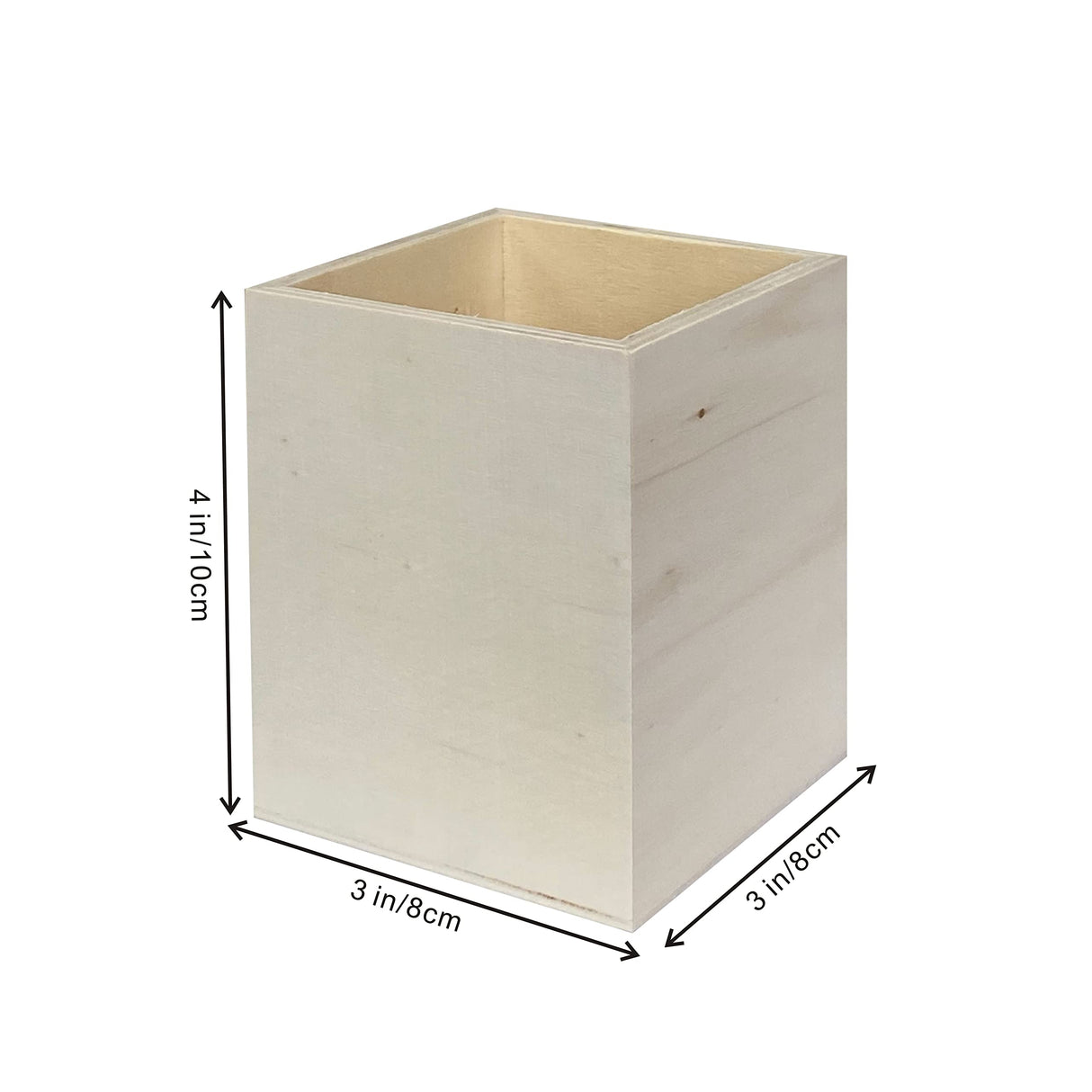 4 Pack Unfinished Wood Pen hlolder Unpainted Wooden Pencil Holder for DIY Crafts (3x3x4 Inches) Cregugua