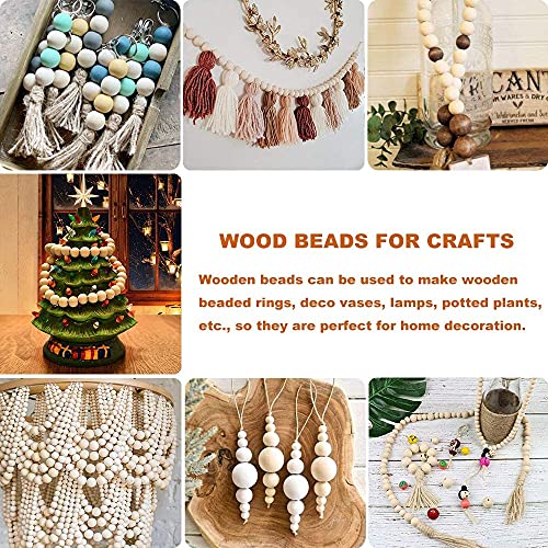 WLIANG 800 Pcs 20mm Natural Wooden Beads, Unfinished Round Bulk Spacer Wood Beads for DIY Crafts, Garlands Farmhouse Decor, Jewelry Bracelet Necklace WLIANG