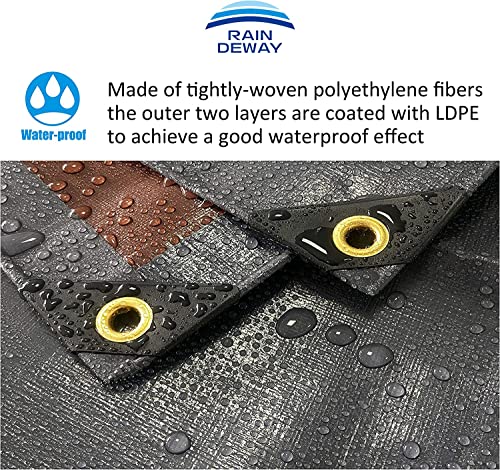 RAINDEWAY 12x20 Feet Super Heavy Duty Tarp 18 Mil, UV Resistant, Weatherproof, Multipurpose Waterproof Poly Tarp with Grommets and Reinforced Edges, RAINDEWAY