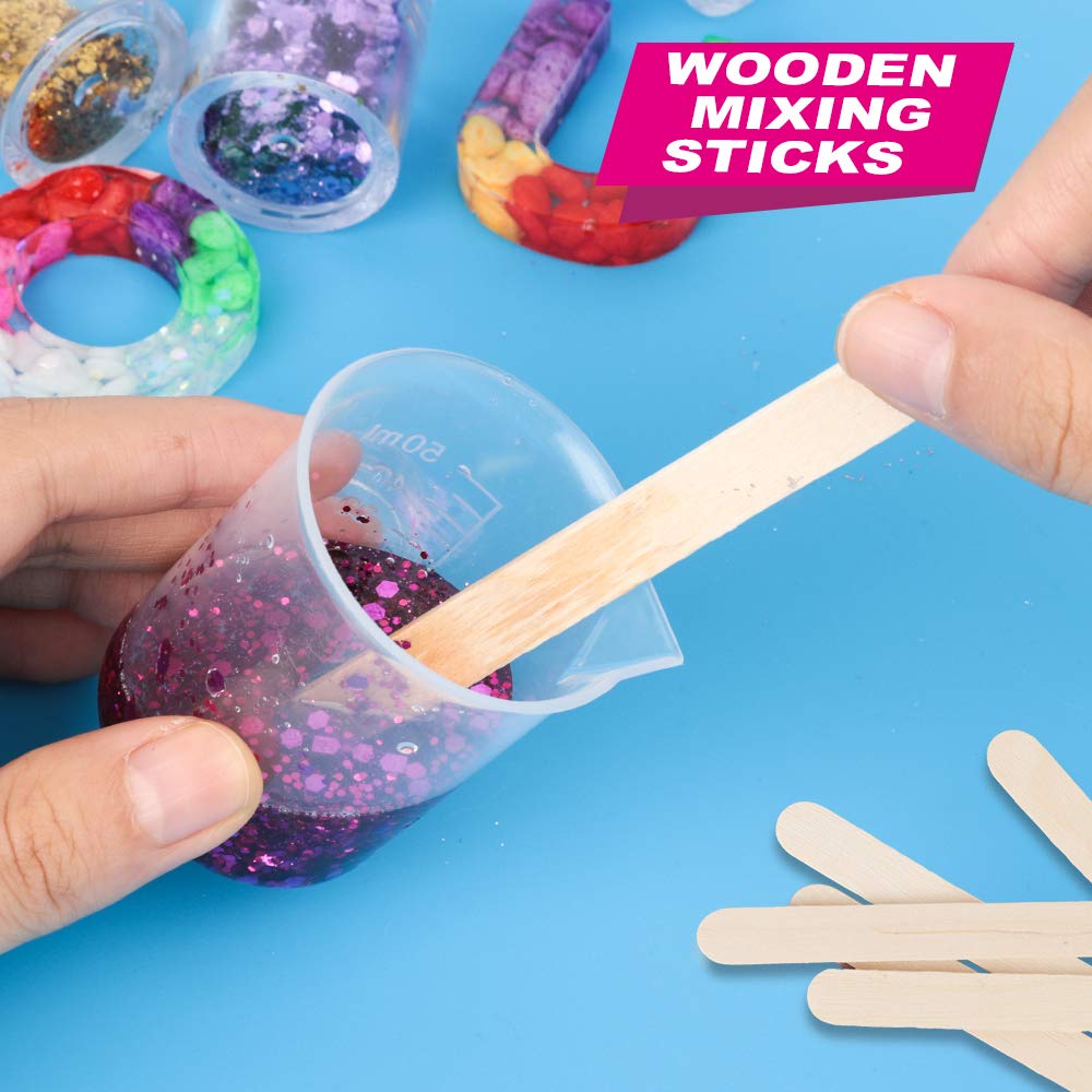 LEOBRO 36 PCS Resin Mixing Cups, 12PCS 100ML Plastic Measuring Cups for Resin, 24PCS 50ML Paint Epoxy Resin Mixing Cups, with Craft Sticks, Beaker, LEOBRO