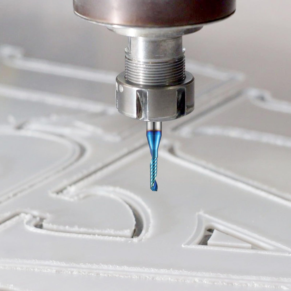 Turnextte O Flute Spiral Router Bit for CNC, 1/8 inch Cutting Diameter, 1/2 inch Cutting Length, 1/4 inch Shank with Nano Coated Carbide Single Flute Turnextte