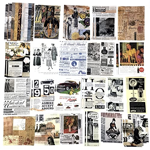 200 Pieces Vintage Ephemera Scrapbooking Supplies Pack for Journaling, Decoupage Paper Scrapbook Stickers Kit for Bullet Junk Journal Planners Esweny