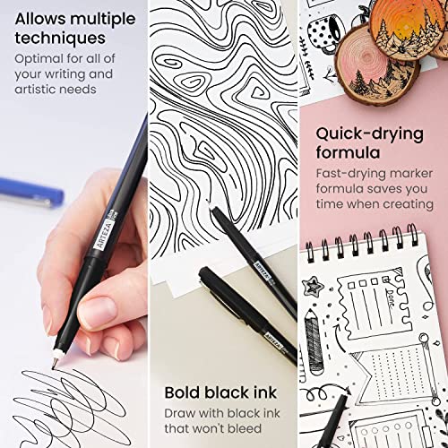 ARTEZA Permanent Markers, 40 Black Pens, Ultra-Fine Tip, Quick-Drying, Water Resistant, for Calligraphy and Note Taking, Office, Classroom ARTEZA