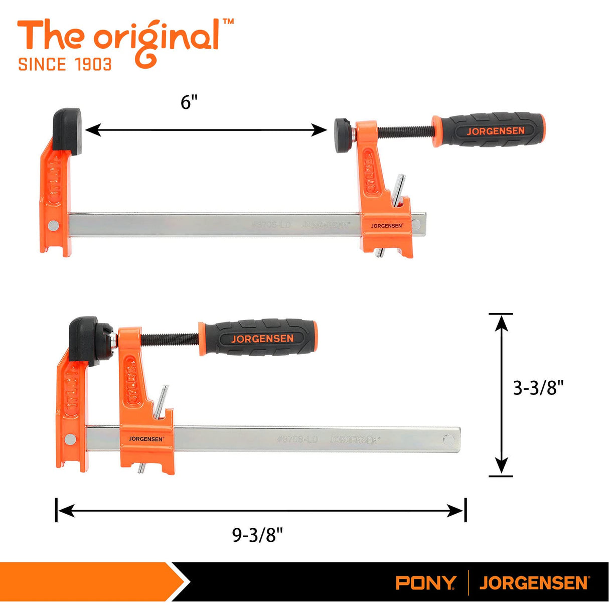 Jorgensen 6 inch Bar Clamp Set, 4 Pack Steel F Clamp Light Duty, 300 lbs Load Limited, for Woodworking, Metalworking, DIY Jorgensen