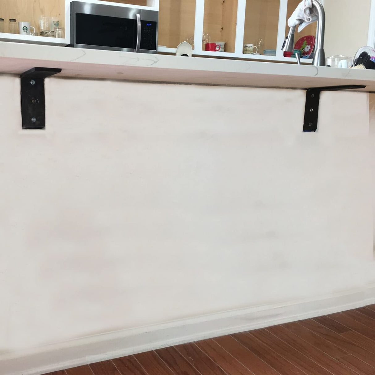 ECOTRIC 2Pcs Heavy Duty Black Steel 6"x8" Countertop Support Brackets Corbel Lot L Shelf for Table Bench, Bar Tops, Cabinetry, Shelves and DIY 500 ECOTRIC