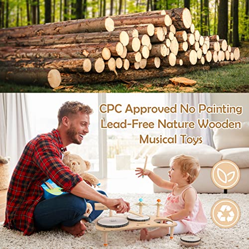 Kids Drum Set for Toddlers 1-3, All in One Musical Instruments - Wooden Musical Toys - Montessori Sensory Toys for 1 Year Old - Birthday Gifts for Vanplay