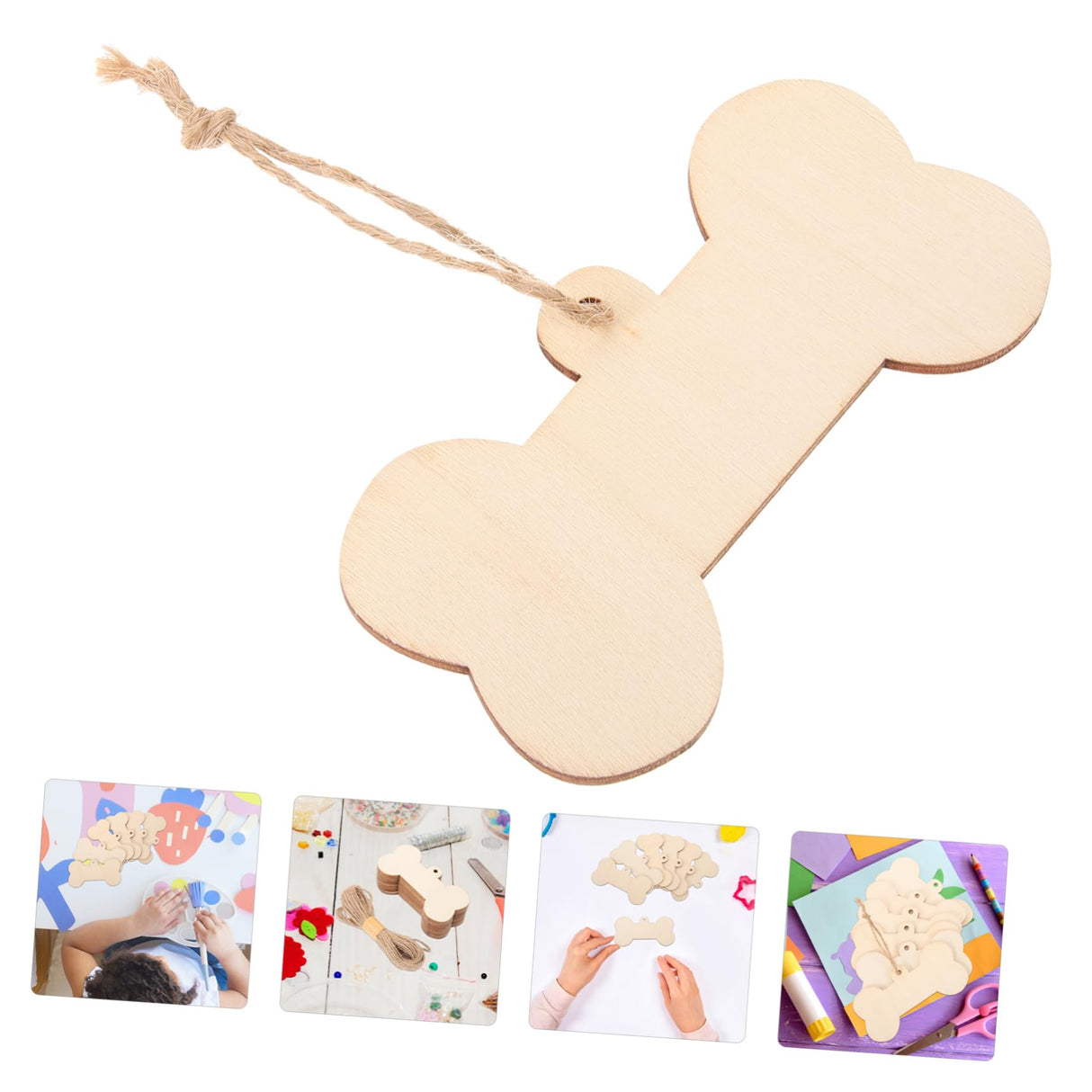 VOSAREA 1 Set Bone Wood Chips Dog Bone Gift Tags Embellishments Gift Tags Wood Dog Bone Cutouts Graffiti Wood Cutout Pet DIY Tag Unfinished Wooden VOSAREA