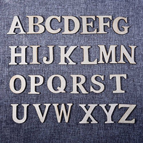 Hicarer 52 Pieces 1.8 Inch Capital Wooden Letters, Wood Alphabet Letters for Crafts, Wood Letters Sign Decoration, Unfinished Wooden Craft Letters Hicarer