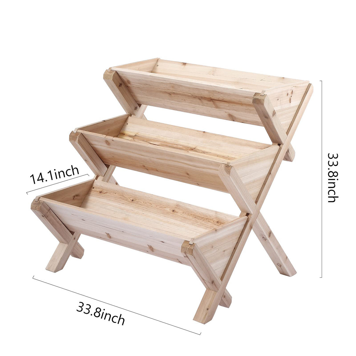Notume 3 Tiers Wooden Vertical Raised Garden Bed with Legs,Planter Raised Beds Kit for Flowers Herbs Vegetables, Natural Notume