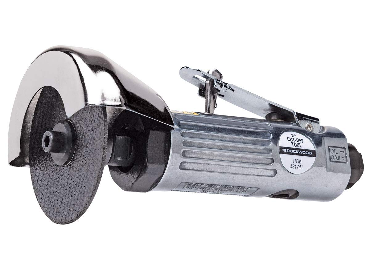 Eastwood Rockwood 3 in. Air Cut Off Tool Pneumatic With Wheel Grinder Sheet Metal Cutter Heavy Duty Reversible Air Utility Power Metal Cut Off Tool Eastwood